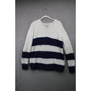 Knox Rose Blue & White Striped Popcorn Knit Sweater-Size Medium-Very Soft